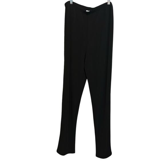 Susan Graver Women Modern Essentials Pants LT Black Liquid‎ Knit Office Travel - Picture 1 of 7